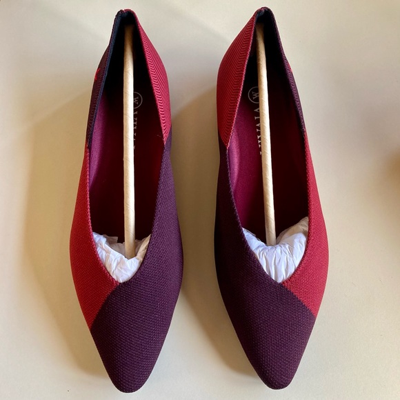 New Vivaia Pointed-Toe Ballet Flats / Burgundy Bordeaux Size 8 - Picture 4 of 5